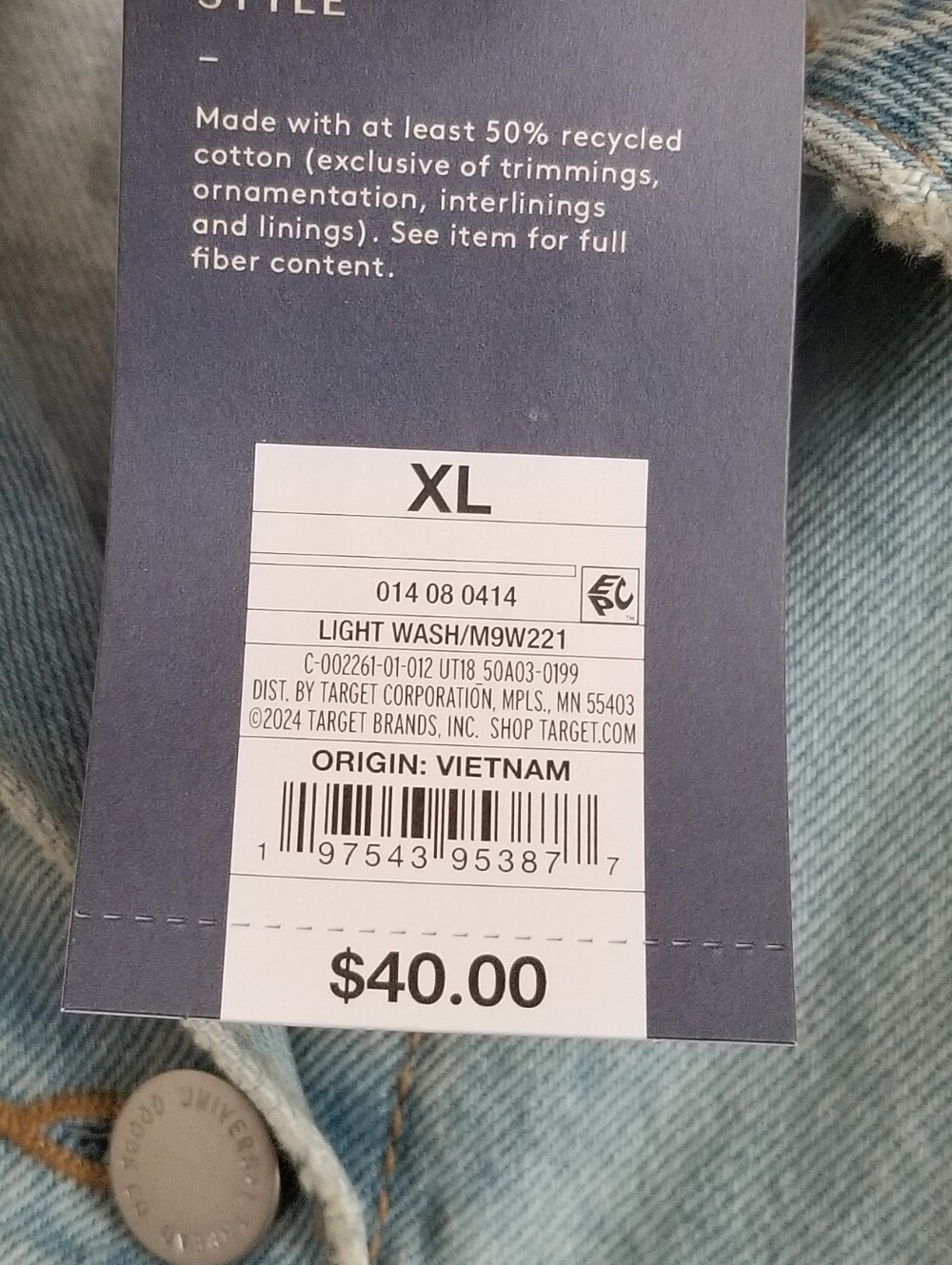 NWT Universal Thread Light Wash Baggy Trucker Denim Jacket Size XL - Picture 8 of 10